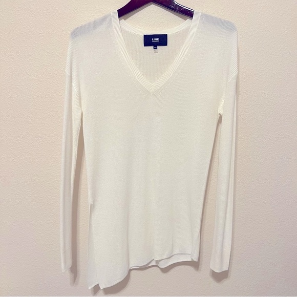 LINE Asymmetric pullover sweater, lightweight cashmere/viscose blend, cream, S - Picture 8 of 15